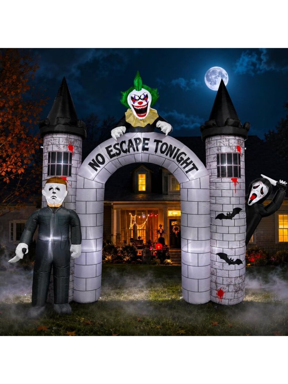 🎃10FT Halloween Inflatable Haunted House Blow Up Arch with 3 Killer Characters